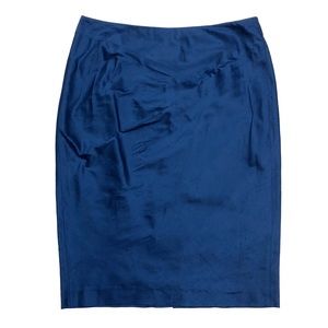 Renfrew Collection 100% Silk Blue Pencil Midi Skirt Size 6